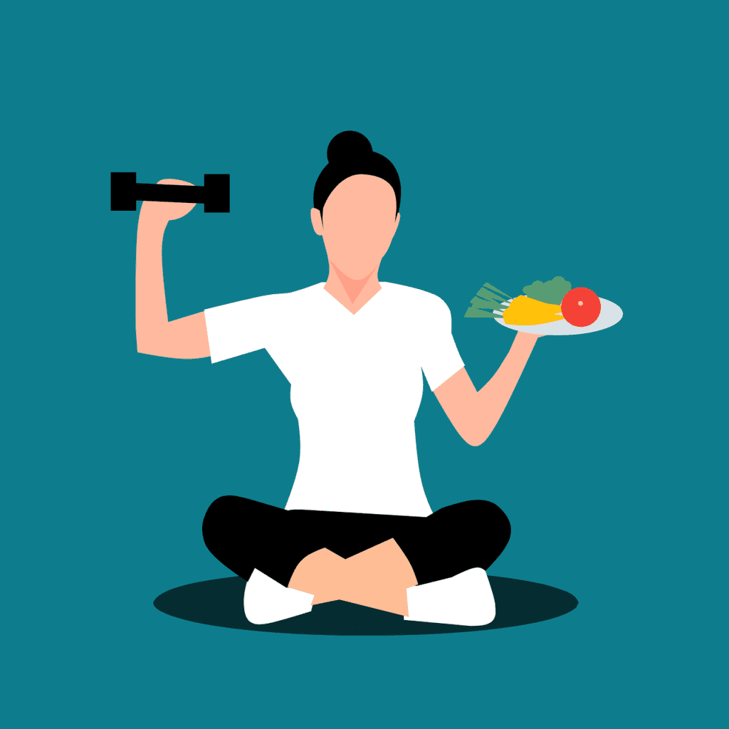 a woman sitting with food