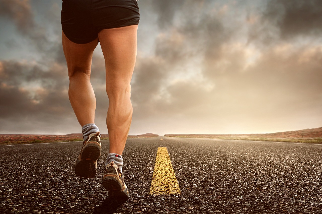 a man running on the road